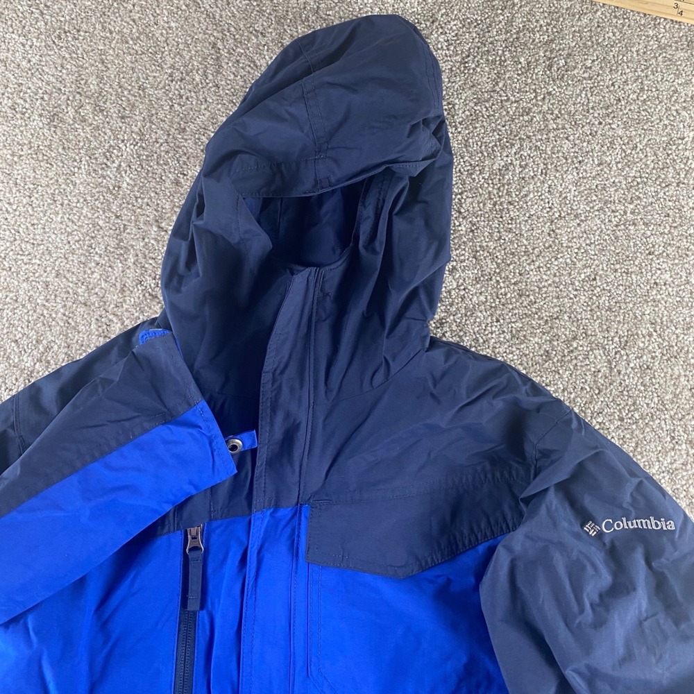 Columbia Interchange Hooded Rain Wind Jacket Blue Two Tone Shell Womens L 14/16